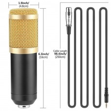 BM800 Condenser Microphone Kit Pro Audio Studio Recording & Brocasting Adjustable Mic Suspension Scissor Arm Pop Filter