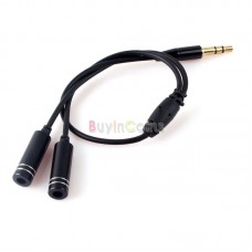 3.5MM Extension Earphone Headphone Audio Splitter Cable Adapter Male to 2 Female