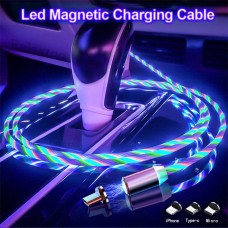 LED Data line Magnetic Micro USB Cable Fast Charging USB Type C Magic light Charging Cable For iphone11 Huawei P30 Pro