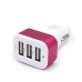 Mini Car 3 USB Ports With LED Light Colorful Charger Phone Charger Adapter