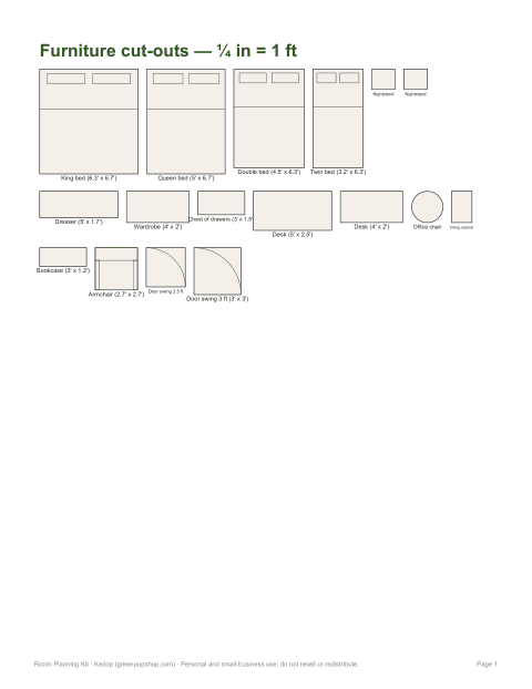 Preview of the first page of Bedroom & office cut-outs (PDF)