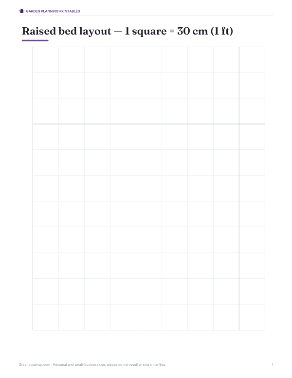 Preview of Printable Bed Layout Grid